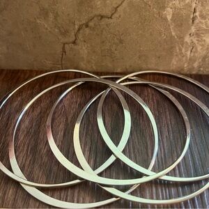 Elegant Silver Intertwined Bangle Set, 5